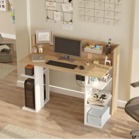 Pantego 124cm Bureau d'ordinateur avec étagères Sepet-Blanc PAN1-SW