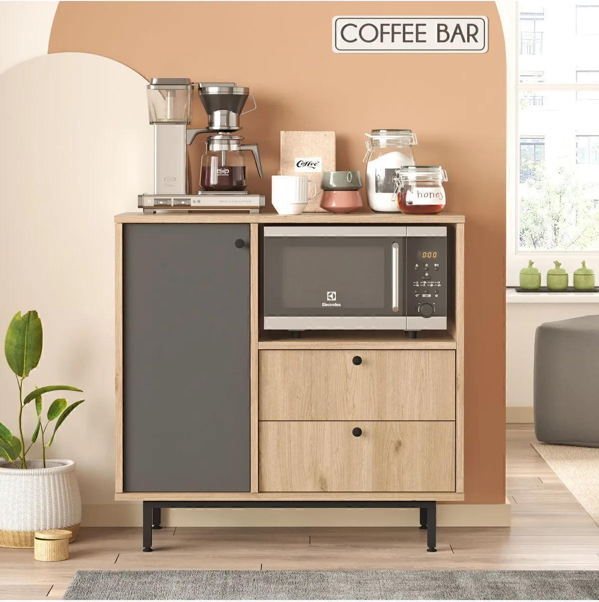 Latte Serisi Coin café Armoire multi-usage Meuble de cuisine Sepet-Anthracite LAT1-SA