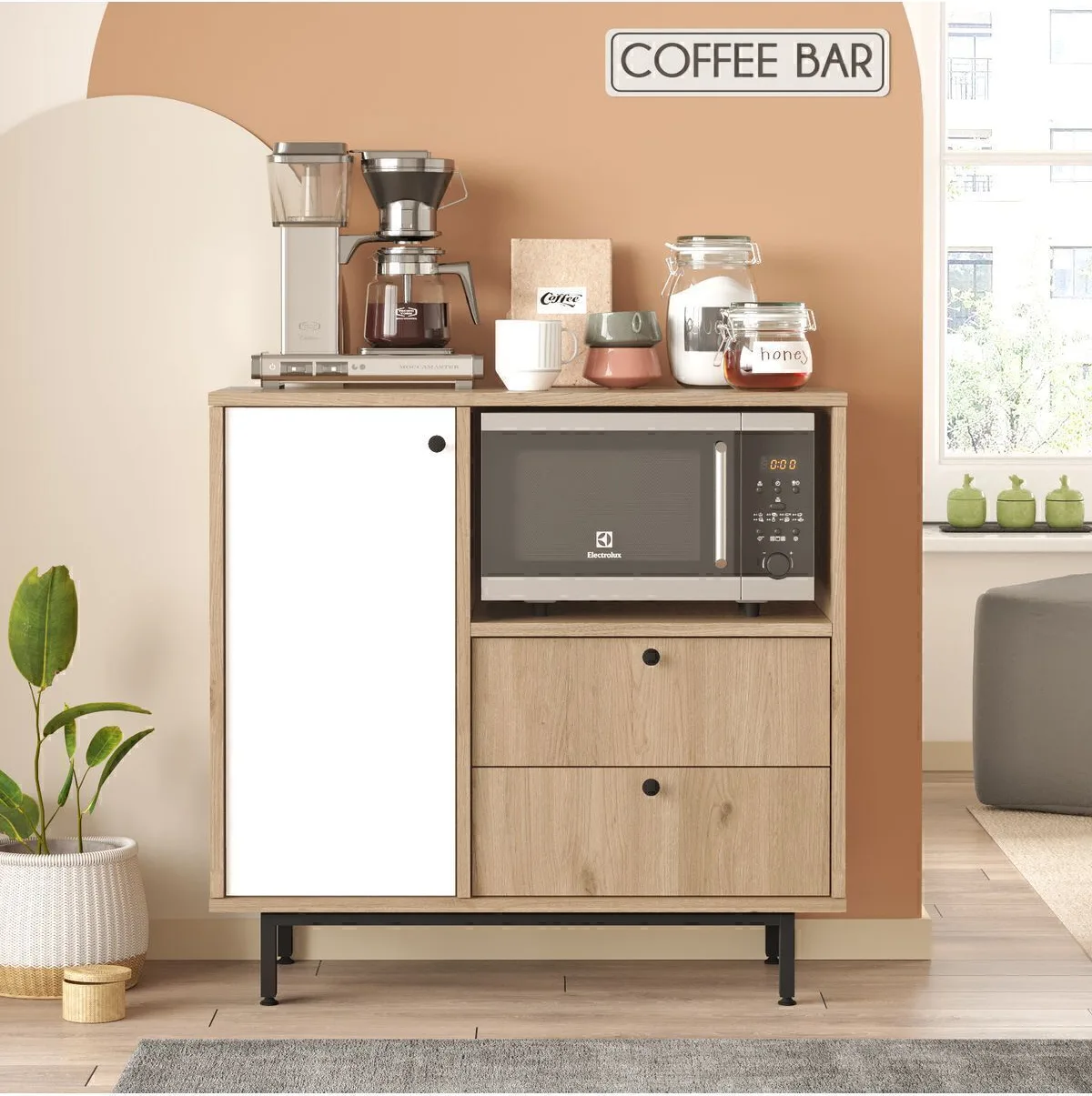 Latte Serisi Coin café Armoire multi-usage Meuble de cuisine Sepet-Blanc LAT1-SW