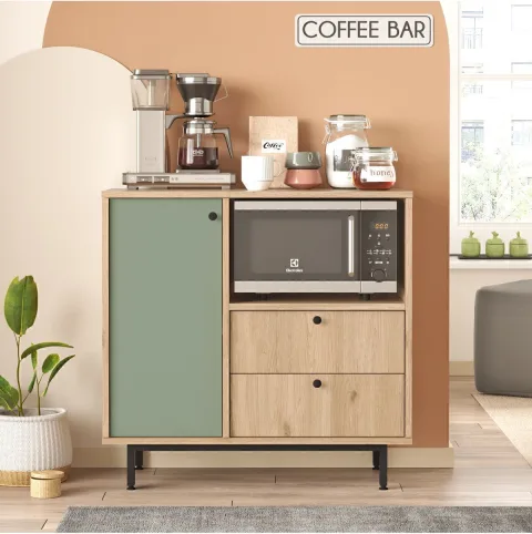 Latte Serisi Coin café Armoire multi-usage Meuble de cuisine Sepet-Vert Tilleul LAT1-SY