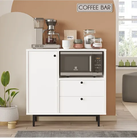 Latte Serisi Coin café Armoire multi-usage Meuble de cuisine Blanc LAT1-W