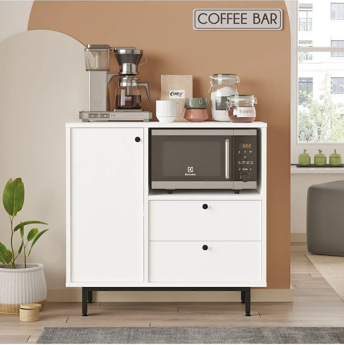 Latte Serisi Coin café Armoire multi-usage Meuble de cuisine Blanc LAT1-W