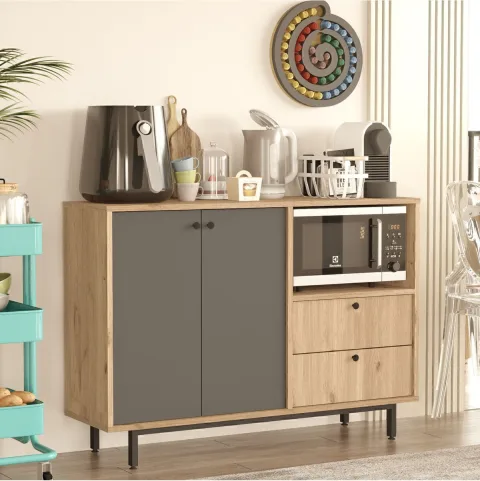Latte Serisi Coin café Armoire multi-usage Meuble de cuisine Sepet-Anthracite LAT2-SA