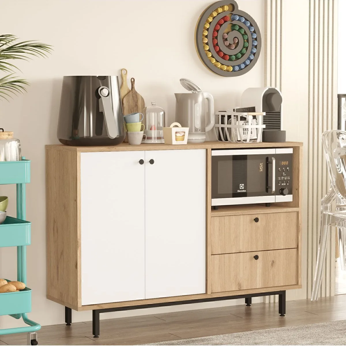 Latte Serisi Coin café Armoire multi-usage Meuble de cuisine Sepet-Blanc LAT2-SW