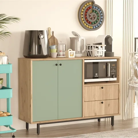 Latte Serisi Coin café Armoire multi-usage Meuble de cuisine Sepet-Vert Tilleul LAT2-SY