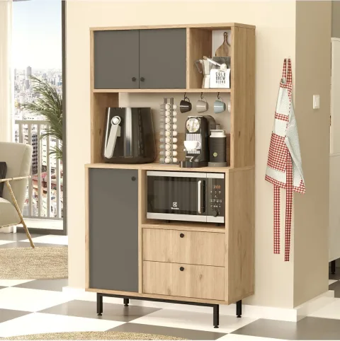 Latte Serisi Coin café Armoire multi-usage Meuble de cuisine Sepet-Anthracite LAT3-SA