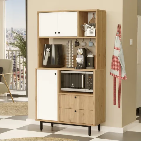 Latte Serisi Coin café Armoire multi-usage Meuble de cuisine Sepet-Blanc LAT3-SW