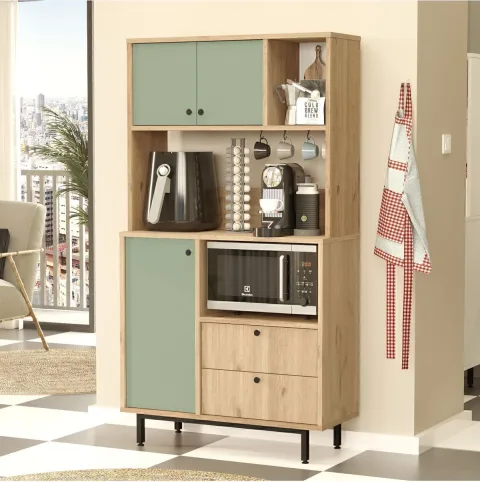 Latte Serisi Coin café Armoire multi-usage Meuble de cuisine Sepet-Vert Tilleul LAT3-SY