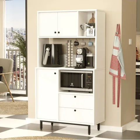 Latte Serisi Coin café Armoire multi-usage Meuble de cuisine Blanc LAT3-W