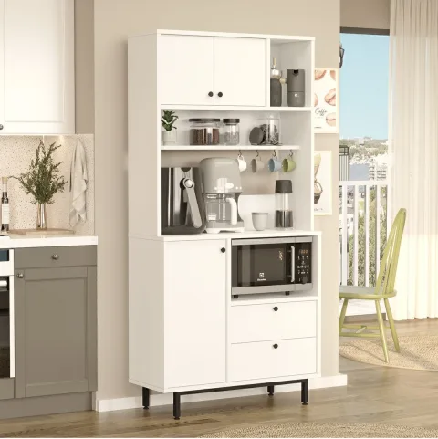 Latte Serisi Coin café Armoire multi-usage Meuble de cuisine Blanc LAT4-W