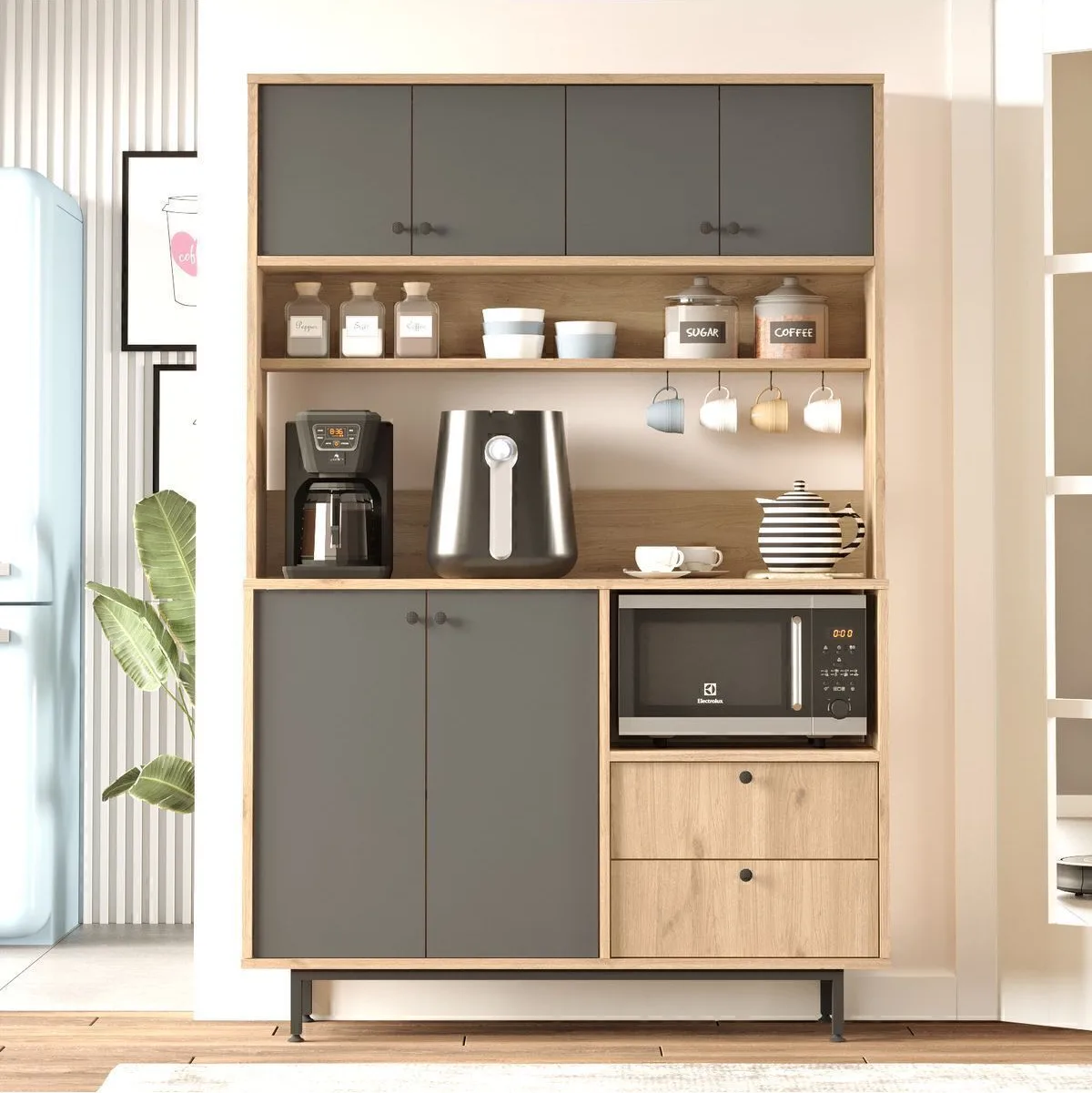 Latte Serisi Coin café Armoire multi-usage Meuble de cuisine Sepet-Anthracite LAT5-SA