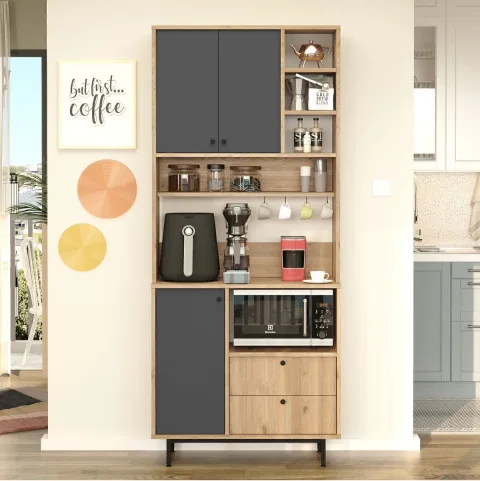 Latte Serisi Coin café Armoire multi-usage Meuble de cuisine Sepet-Anthracite LAT6-SA