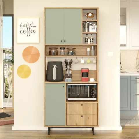 Latte Serisi Coin café Armoire multi-usage Meuble de cuisine Sepet-Vert Tilleul LAT6-SY