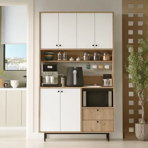 Latte Serisi Coin café Armoire multi-usage Meuble de cuisine Sepet-Blanc LAT7-SW