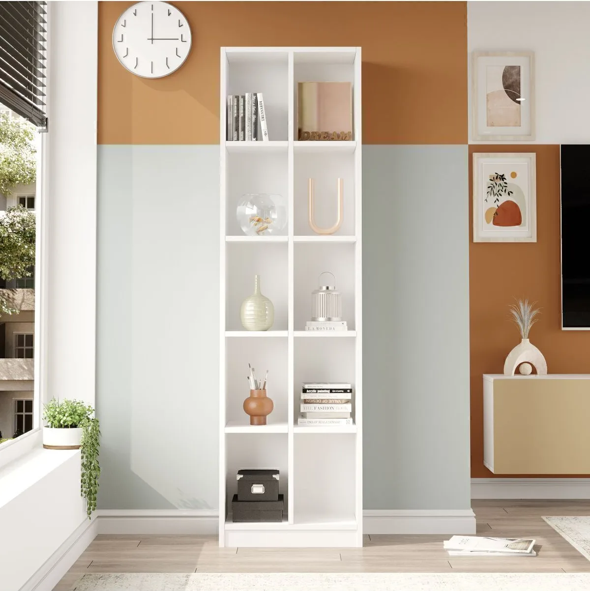 Oscer Grande bibliothèque 10 étagères 180cm Blanc OSC1-W