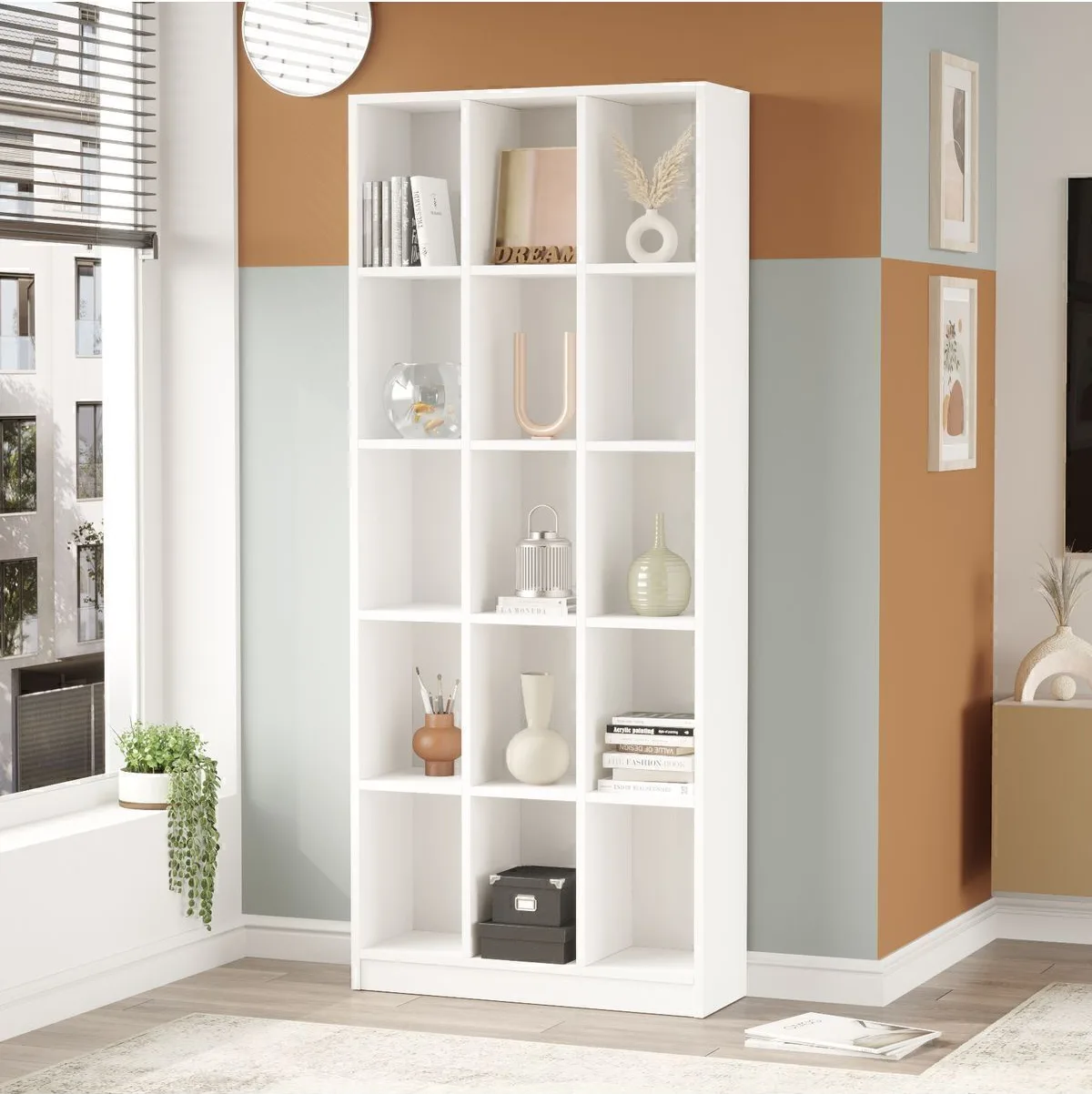 Oscer Grande Bibliothèque 15 étagères 180cm Blanc OSC2-W