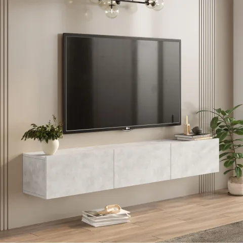 Lunessa Meuble TV 180cm avec portes Pierre LUNL3-RT