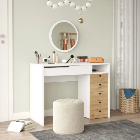 Bohem Coiffeuse 100cm avec miroir et tiroirs Commode Sepet-Blanc BOH29-SW