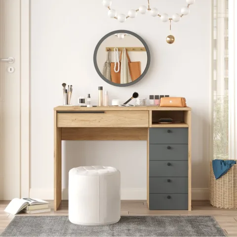 Bohem Coiffeuse 100cm avec miroir et tiroirs Commode Sepet-Anthracite BOH29-SA
