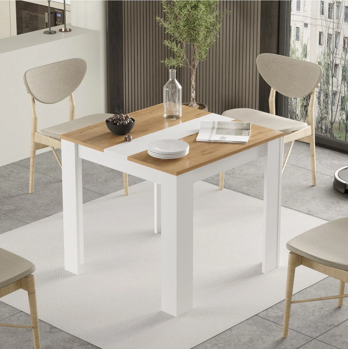 Aven Table de salle à manger 80x80 Sepet-Blanc AVE20-SW