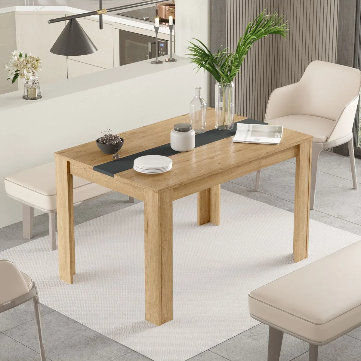 Aven Table de salle à manger 120x80 Sepet-Anthracite AVE21-SA