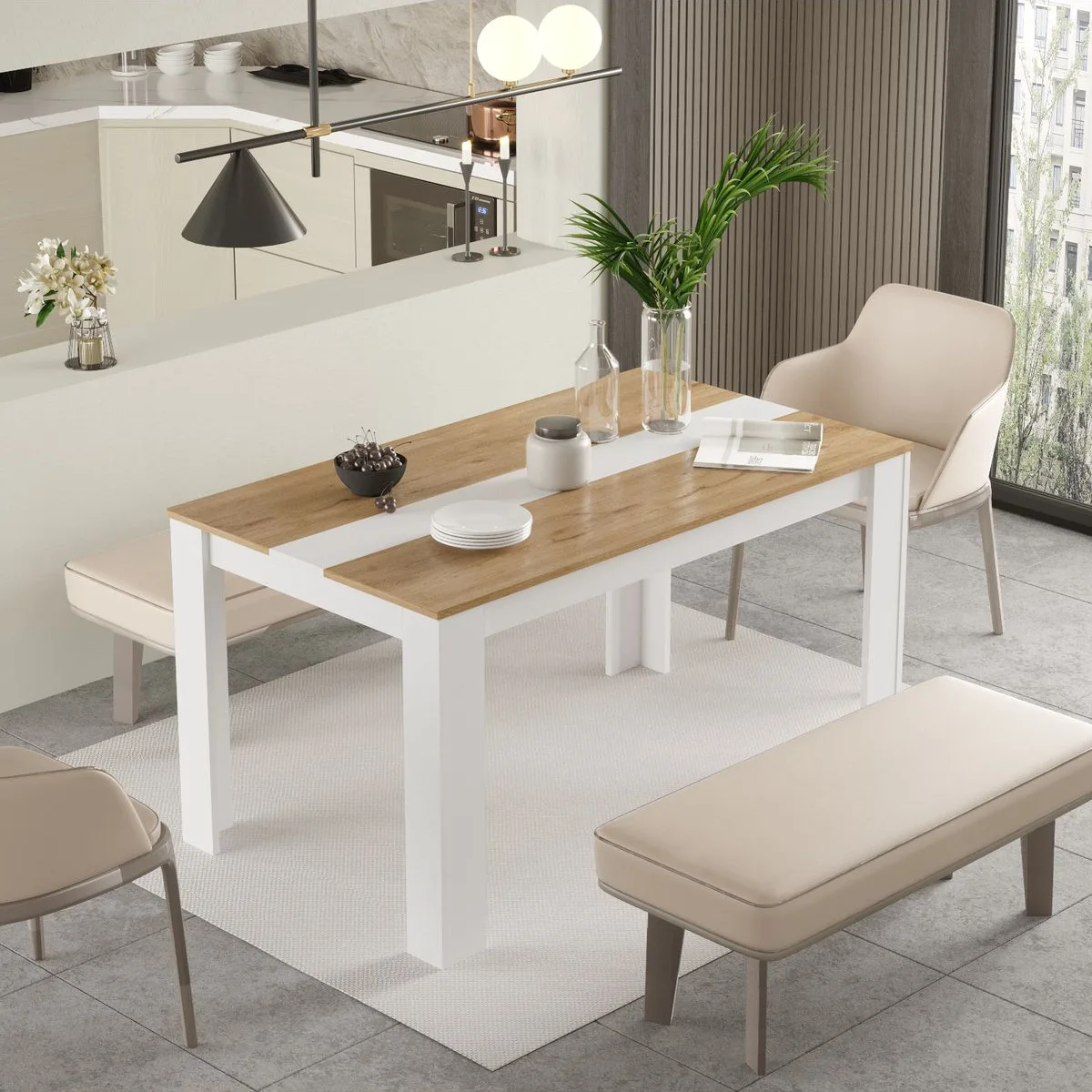 Aven Table de salle à manger 140x80 Sepet-Blanc AVE22-SW