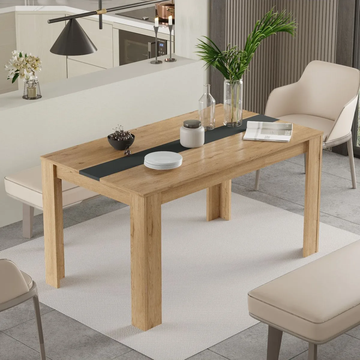 Aven Table de salle à manger 140x80 Sepet-Blanc AVE22-SA