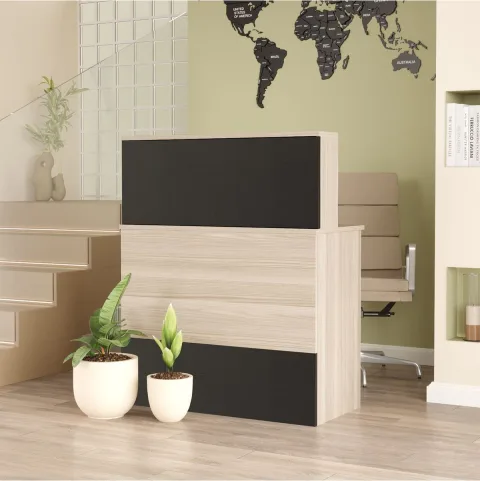 Bega H 90cm Comptoir d'accueil de bureau Chêne-Noir BEG20-OB