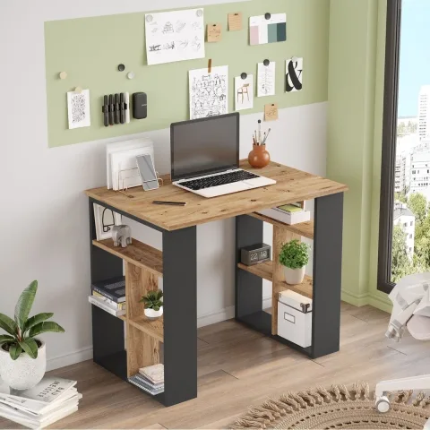 Hagen Bureau bibliothèque Pin-anthracite HAG1-AA
