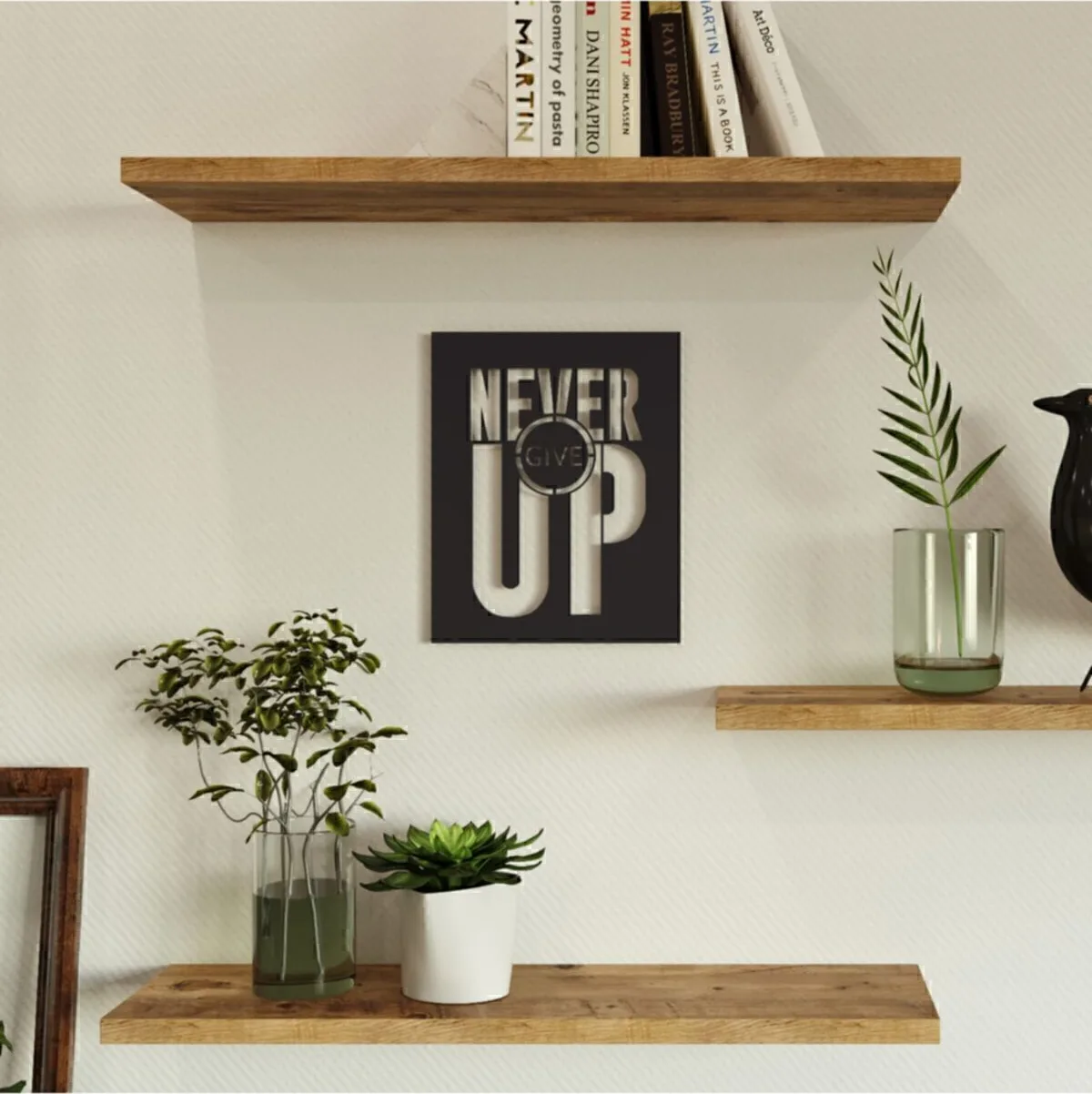 Tilly Tableau mural en métal découpé au laser CNC Never Give Up 20*25 TIL10-b