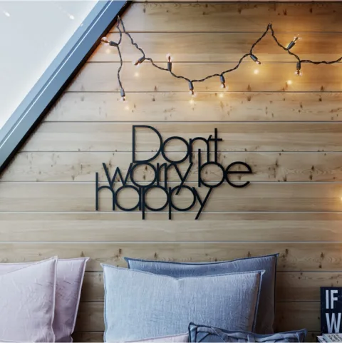 Tilly Tableau mural en métal découpé au laser CNC Don't Worry Be Happy 40*63 TIL13-b