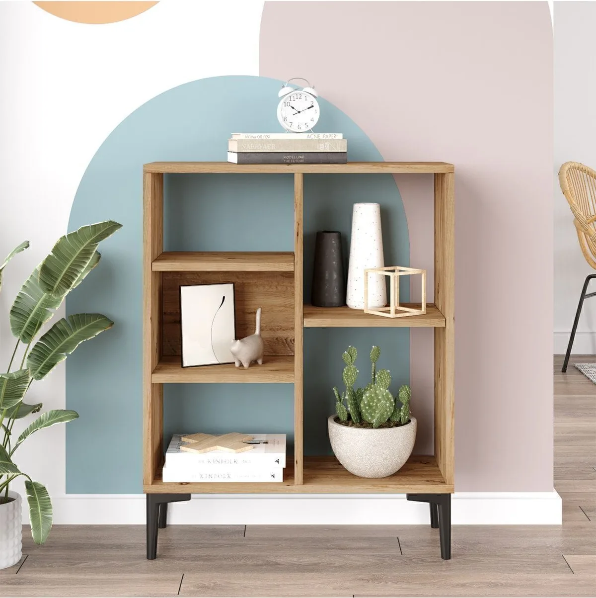 Baily Bibliothèque avec étagères et pieds 88cm Pin Atlantique BAI1-A