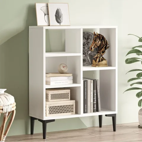 Baily Bibliothèque avec étagères et pieds 88cm Blanc BAI1-W