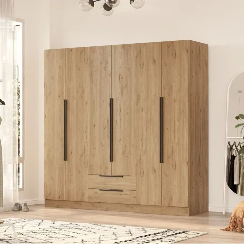 Nicole Armoire 6 portes 2 tiroirs 207cm Sepet NIC1-S