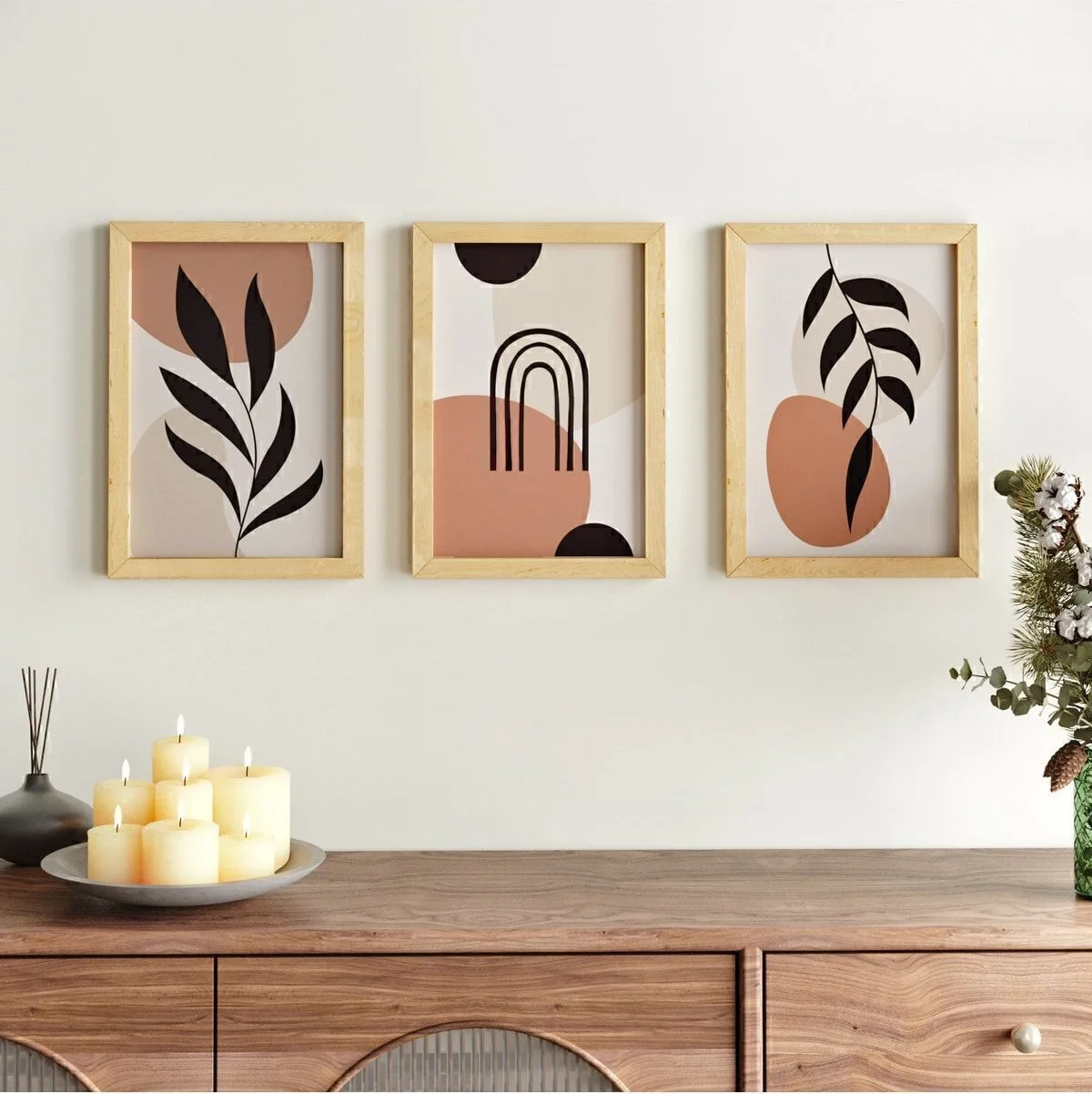 Larenda Tableau 3 pièces encadré bois Impression UV 25*35 LAR1-B