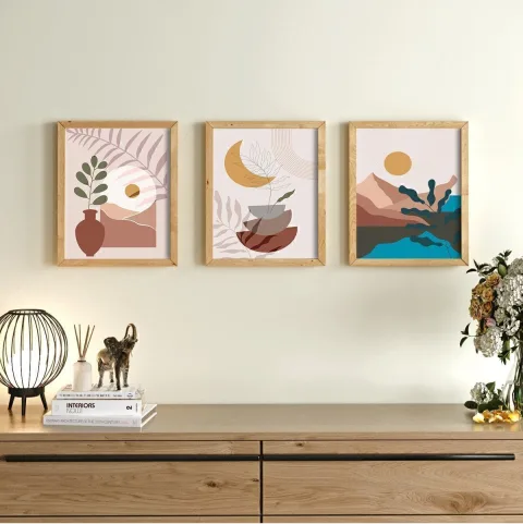 Larenda Tableau 3 pièces encadré bois Impression UV 33*40 LAR2-A