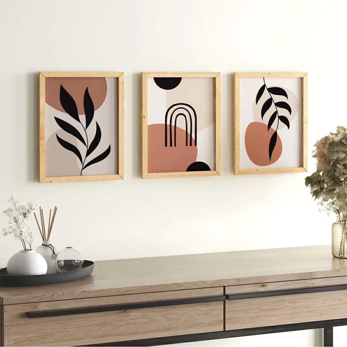 Larenda Tableau 3 pièces encadré bois Impression UV 33*40 LAR2-B