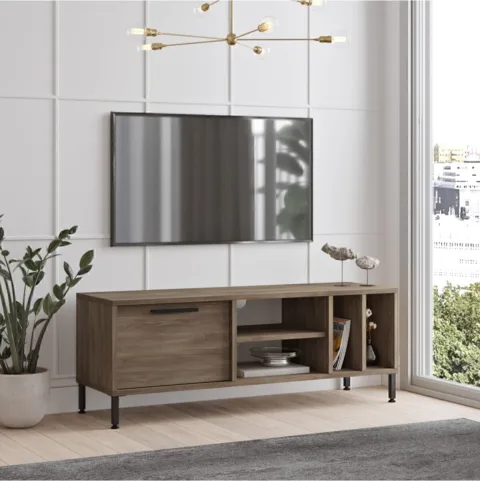 Toria Meuble TV Pieds métal 120cm Café TOR2-CU