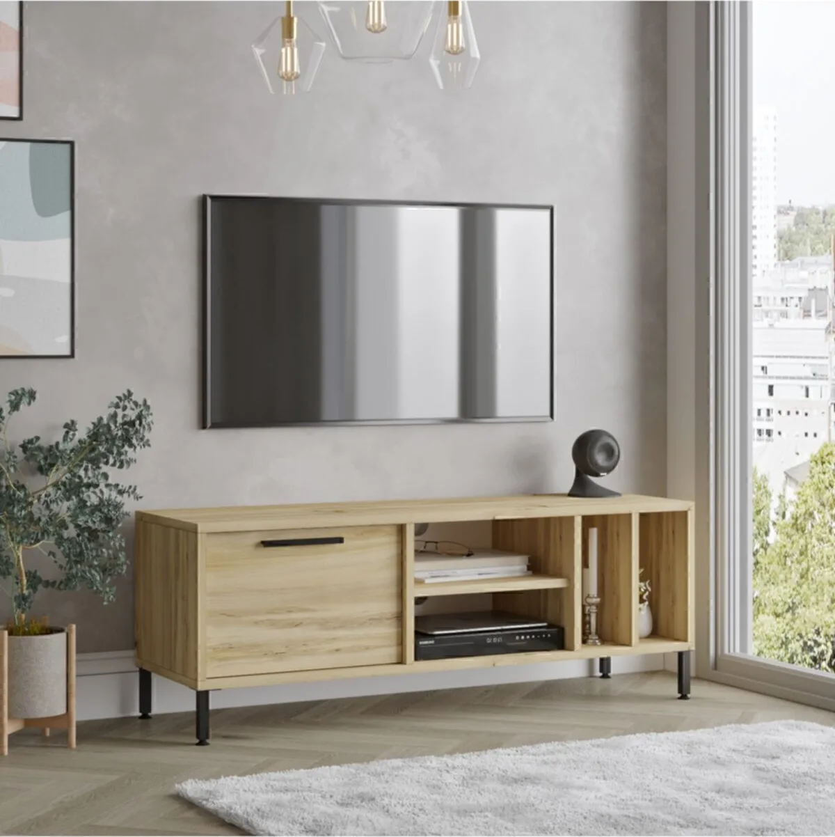 Toria Meuble TV Pieds métal 120cm Keçe TOR2-KE
