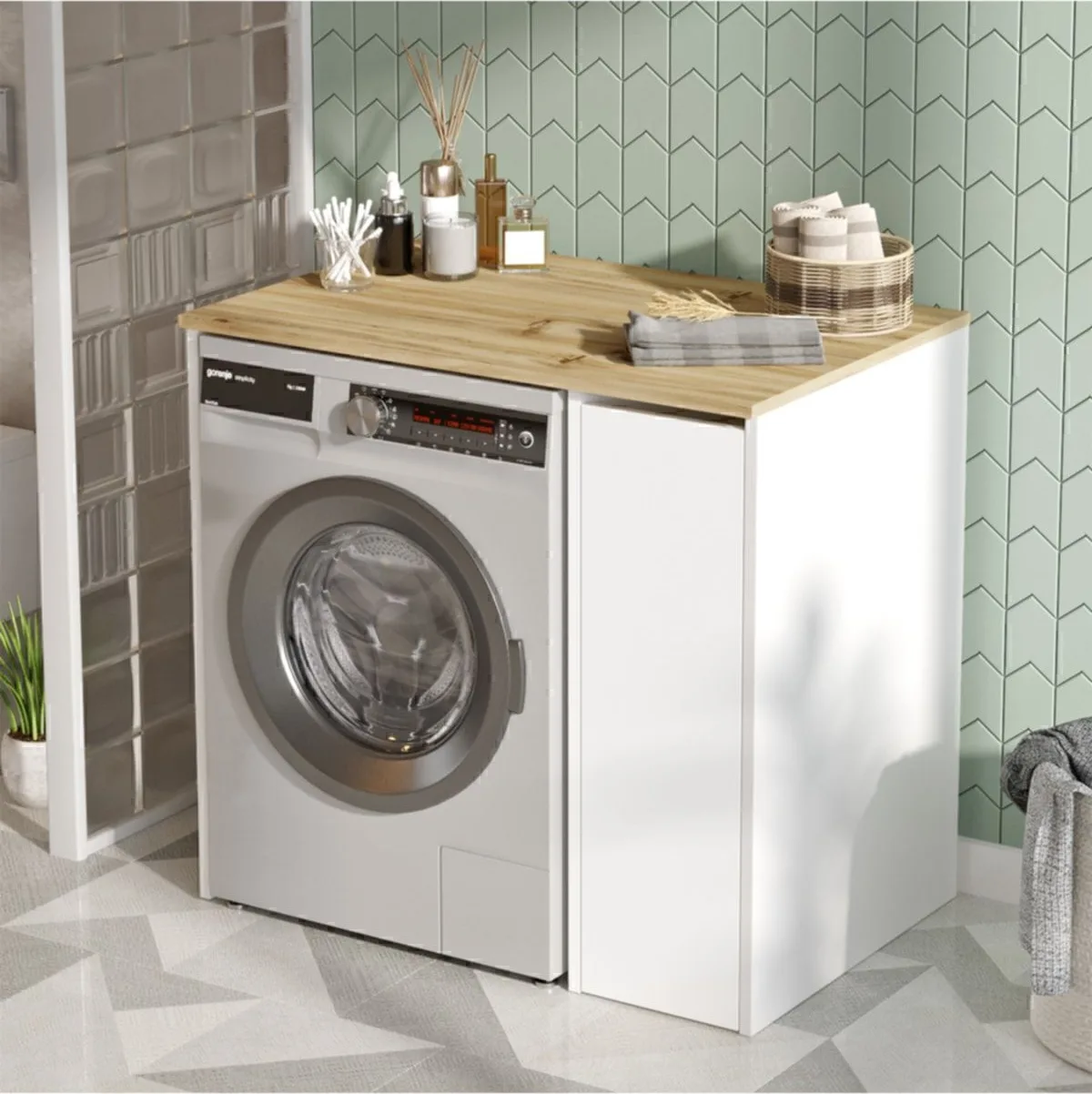 Wide Meuble machine à laver avec tiroirs Keçe-blanc WID1-WK