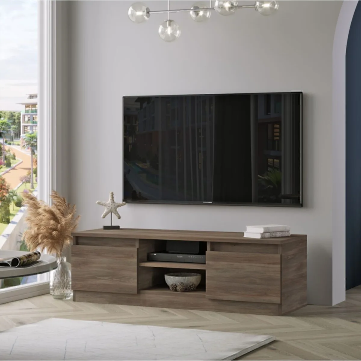 Cholet Meuble TV 2 portes 120cm Café CHO1-CU