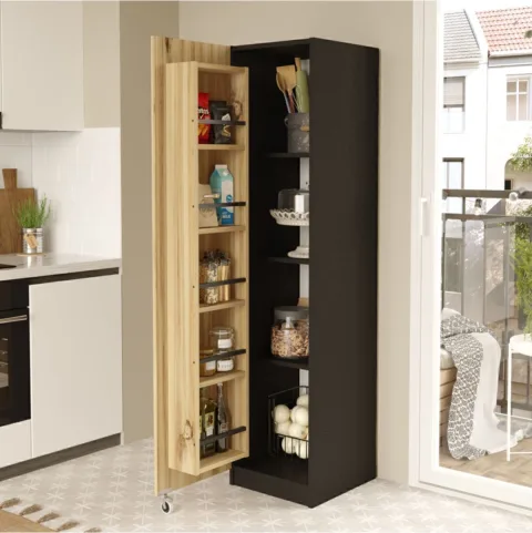 Lyon Armoire polyvalente Cellier Garde-manger Keçe-noir LYO1-KL