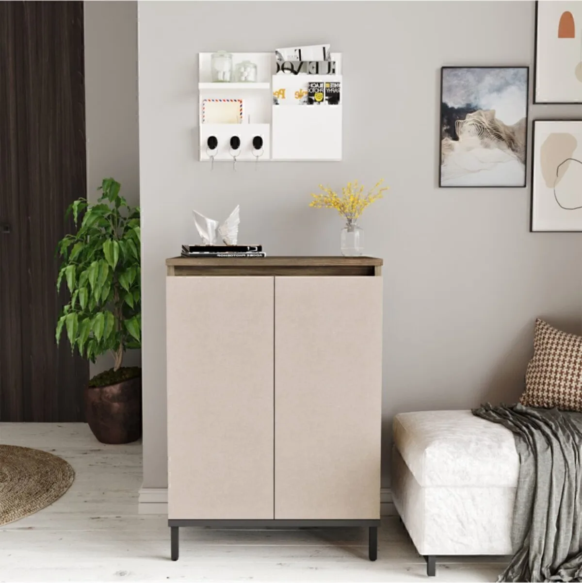 Jada Armoire polyvalente Meuble à chaussures Pieds métal JAD1-CV
