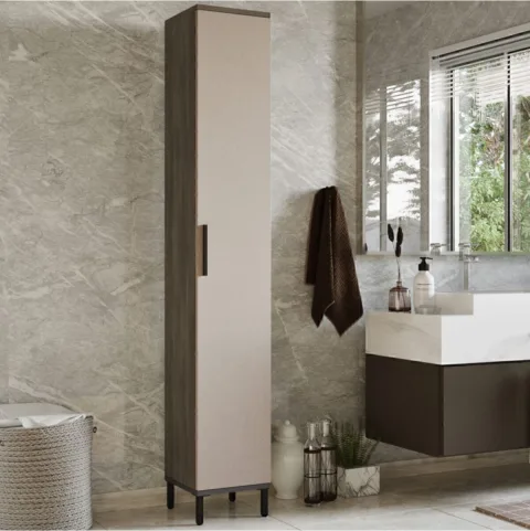 Jada Armoire polyvalente Salle de bain, cuisine, bureau, cellier Pieds métal JAD3-CV