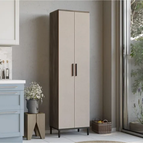 Jada Armoire polyvalente Salle de bain, cuisine, bureau, cellier Pieds métal JAD4-CV