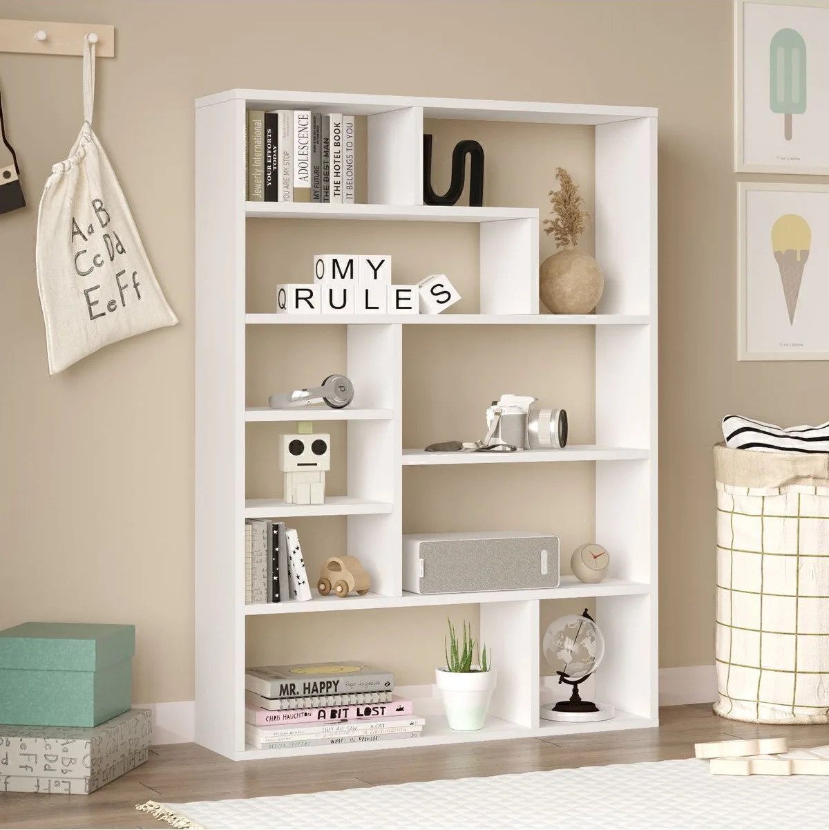 Keemon Bibliothèque 124cm Blanc KEE1-W