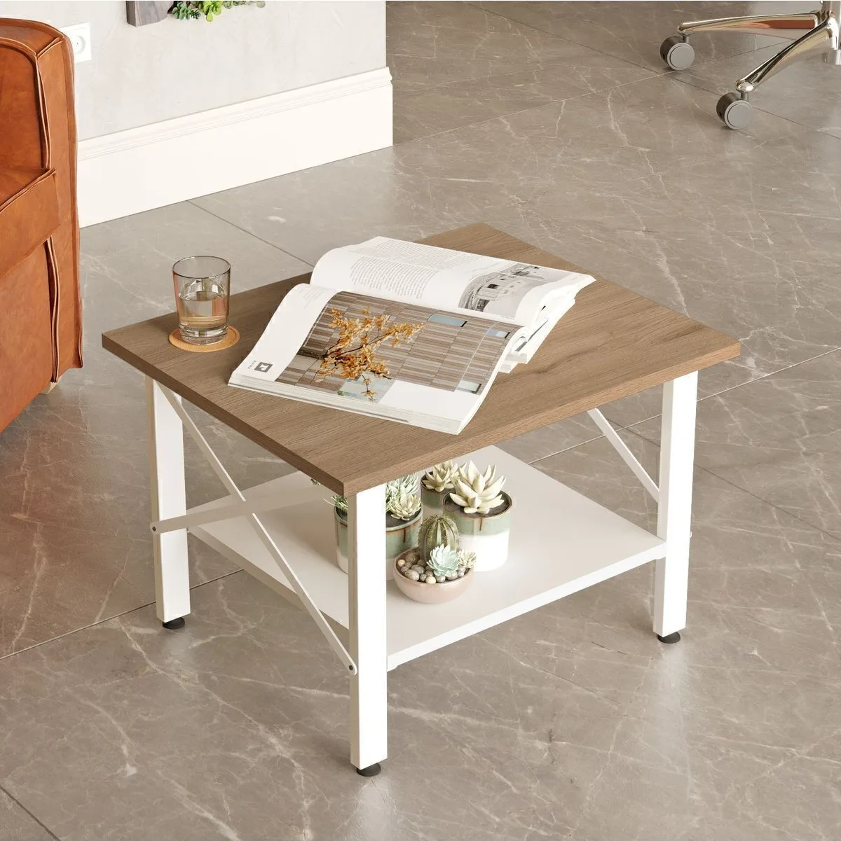 Jurina Table basse de bureau avec pieds en métal Blanc Sepet-Blanc JUR6-SW