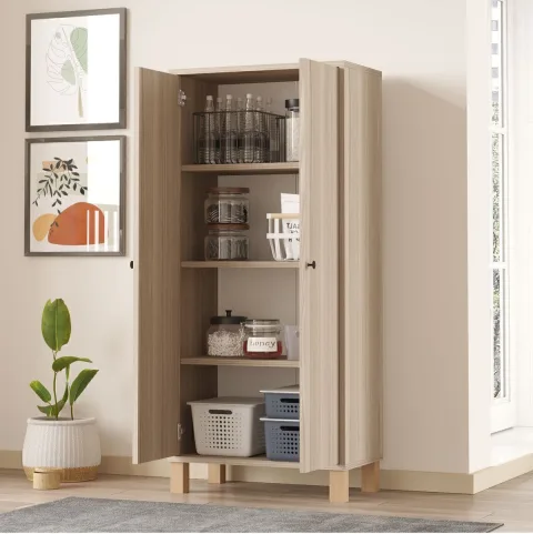 Pella Armoire polyvalente de cuisine, cellier, garde-manger, salle de bain Chêne PEL1-O
