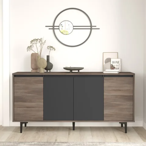 Oliver Console 4 portes 160cm Café-Anthracite OLI3-CA