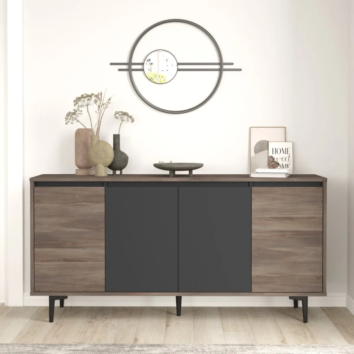 Oliver Console 4 portes 160cm Café-Anthracite OLI3-CA